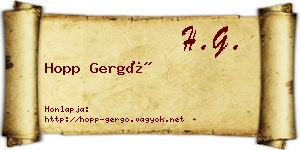 Hopp Gergő névjegykártya